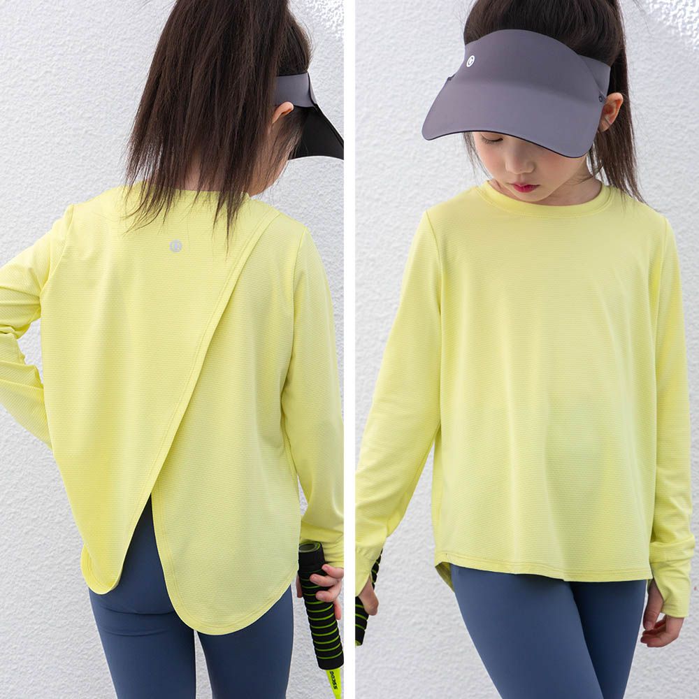 UPF50+防曬涼爽後開衩長袖上衣-黃色