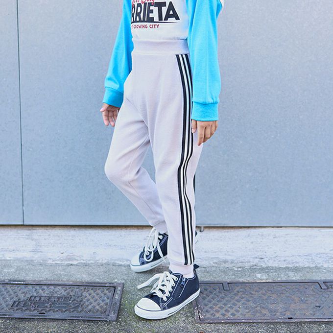 日本 b-ROOM - 側邊線條運動風束口長褲-炭灰