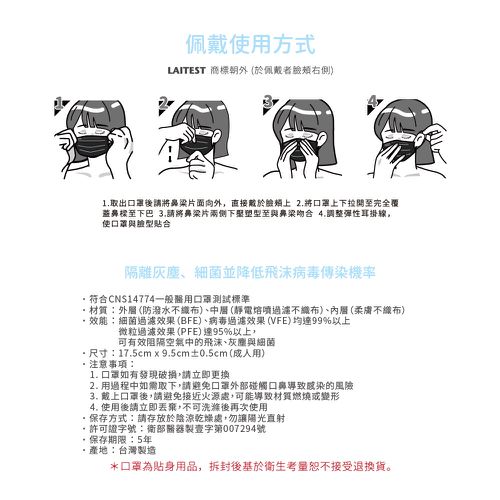 醫療防護口罩/成人 冰河藍 30入盒裝(時尚都會系列)-平面口罩