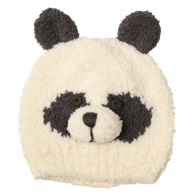 akachan honpo - 毛茸茸動物針織帽-米白色