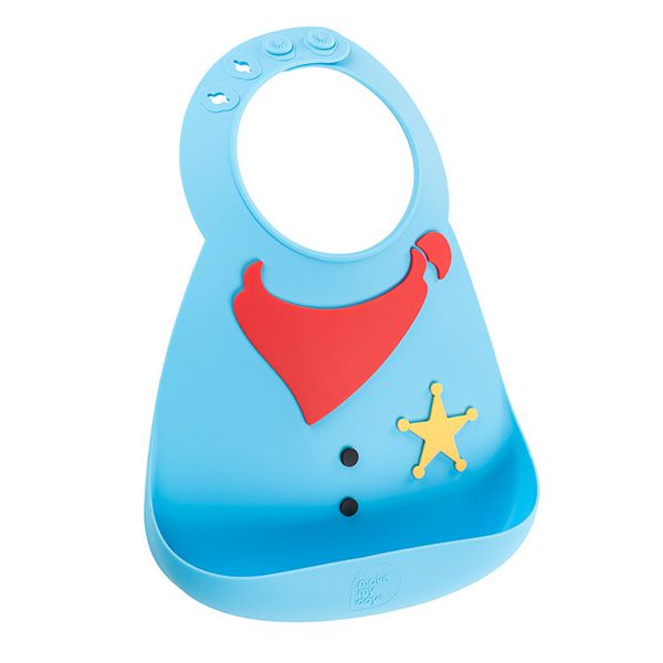 akachan honpo - 矽膠圍兜 Make My Day-警長-淺藍色