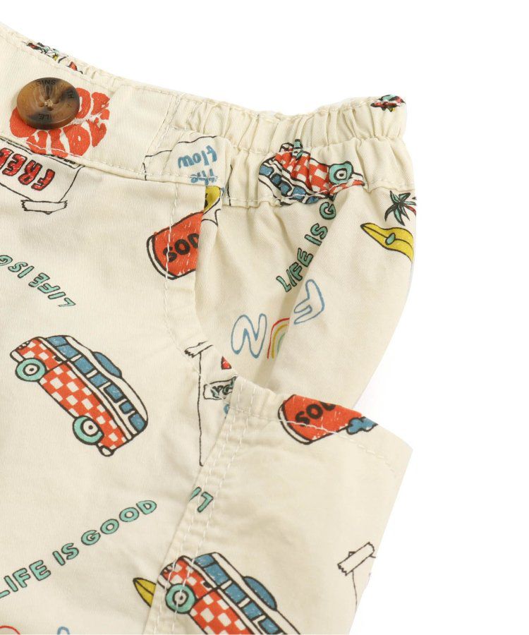 日本 BREEZE - 帥氣印花休閒短褲-米色海灘