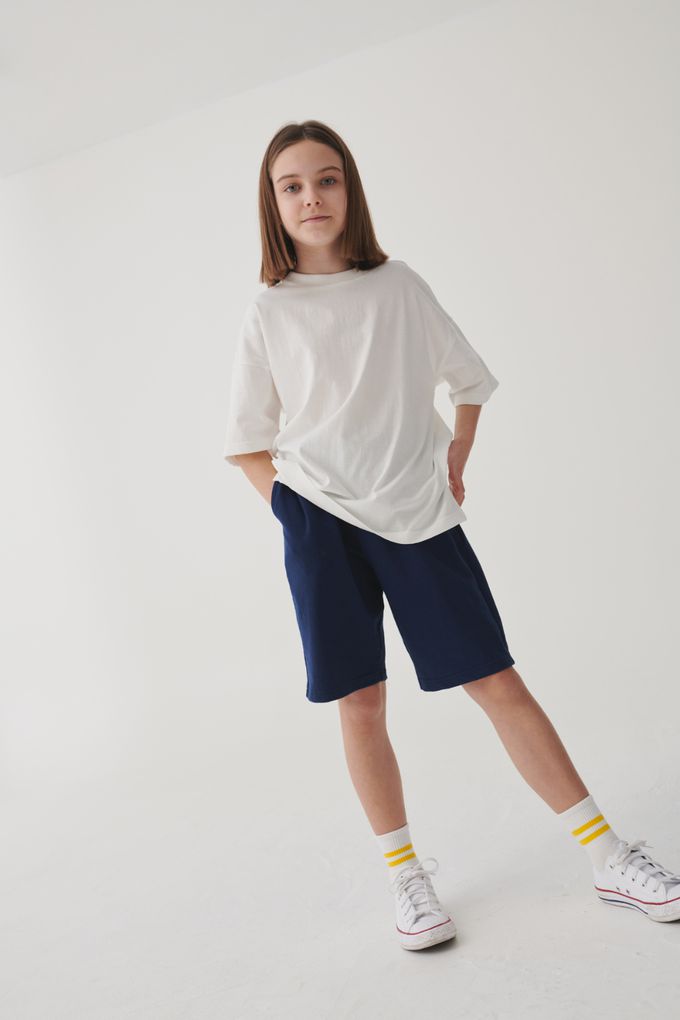 韓國 INDIVIDUEL - 好搭配休閒風五分褲-米灰