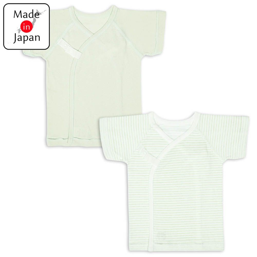 短袖肚衣2件組-簡約-綠色 (50cm)-日本製