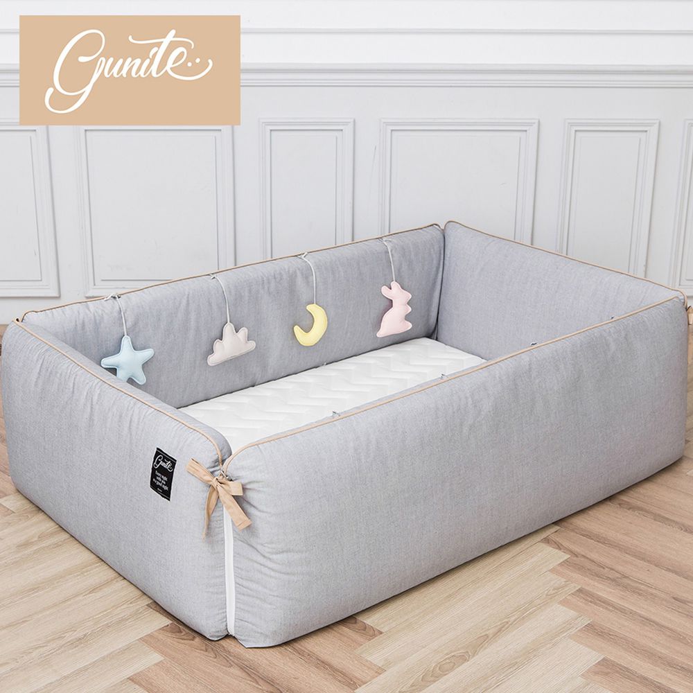 gunite - 落地式沙發嬰兒陪睡床0-6歲-北歐灰