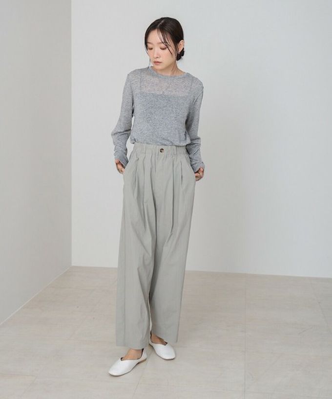 日本 Bab - 率性混色感微透膚長袖上衣-灰