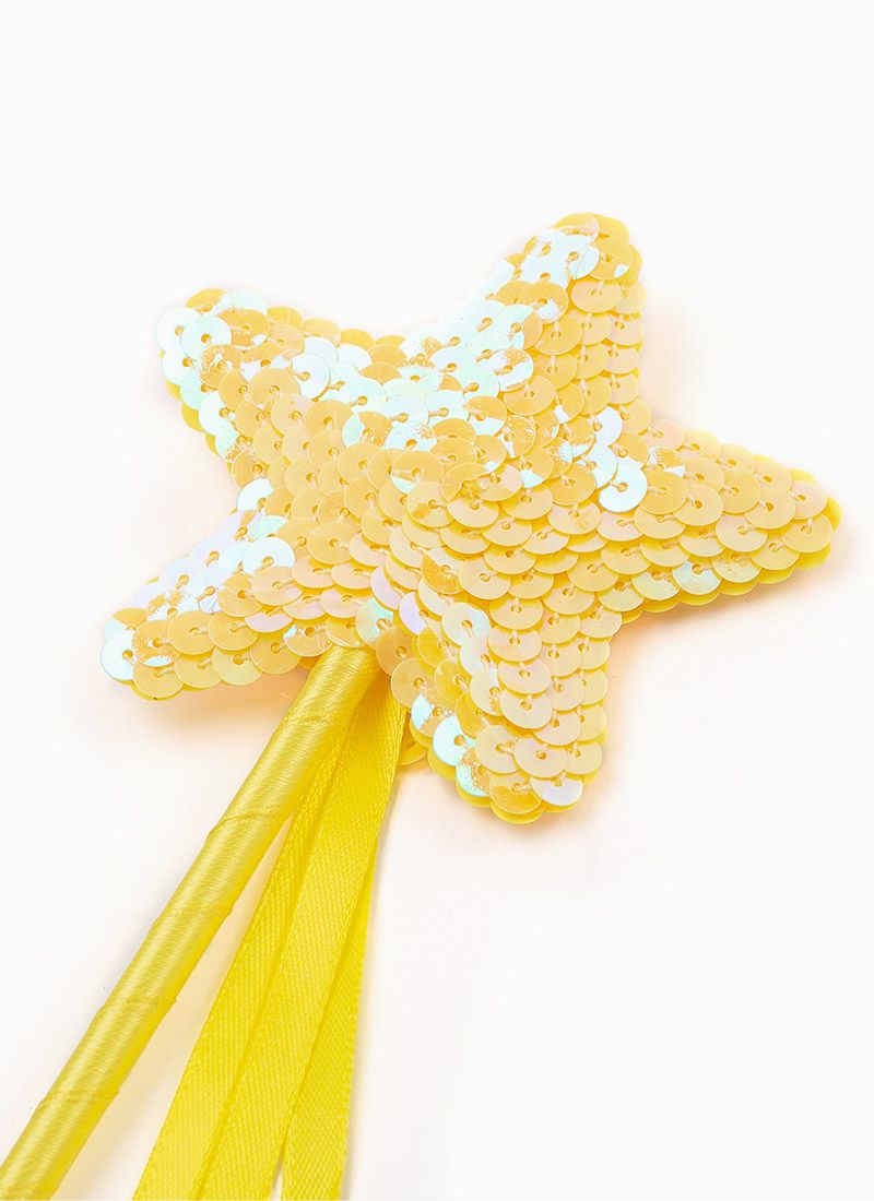 韓國 OZKIZ - (附手杖)愛心披風仙子網紗洋裝-黃