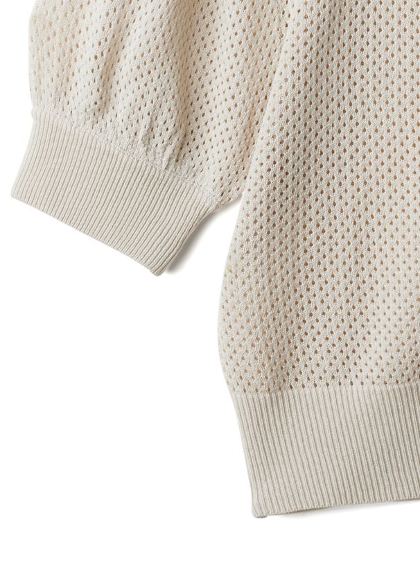 日本 GRL - 民族風圖騰雕花圓領短袖上衣-淺灰米