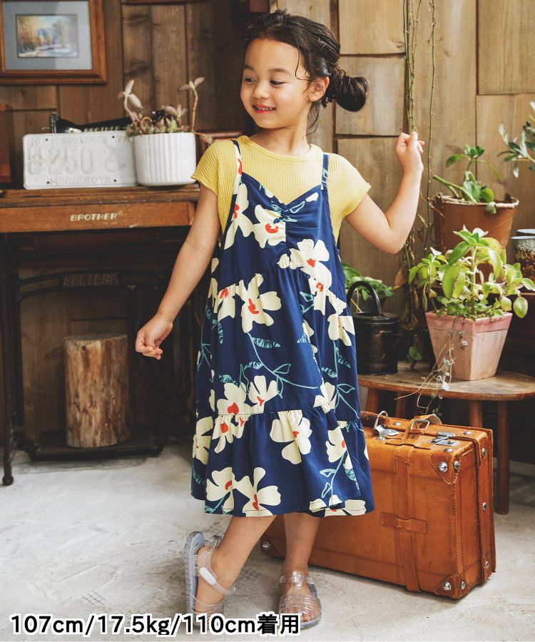 日本 BREEZE - 背交叉下擺捲邊羅紋短袖上衣-紅綠條紋