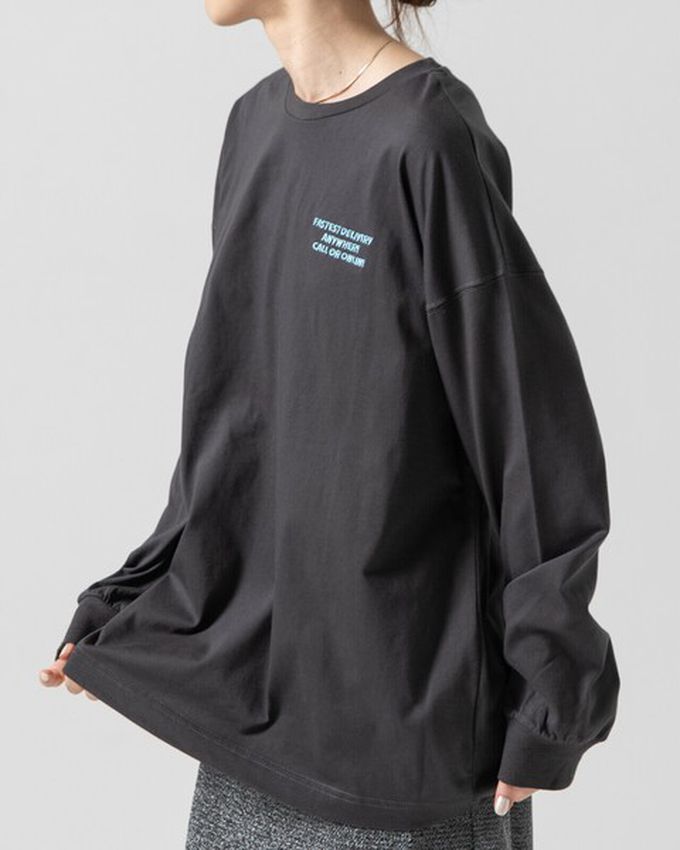 日本 gleam - 俏皮美式漢堡泡棉印花長袖T恤-煙燻藍