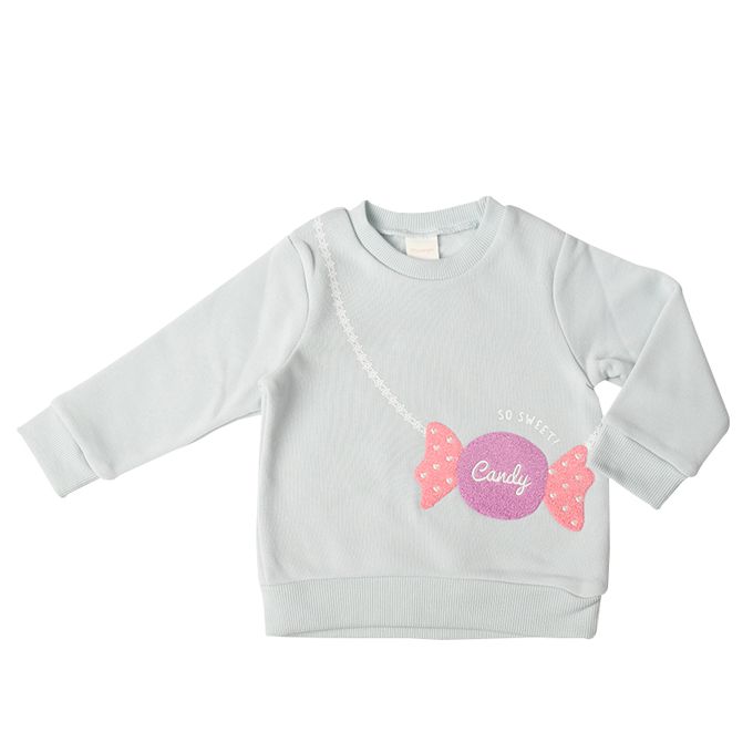 akachan honpo - 長袖休閒上衣-小包包風 糖果-淺藍色