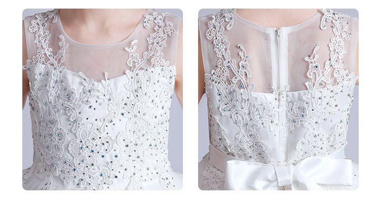 蕾絲網紗無袖澎澎紗裙-亮片小花-白色