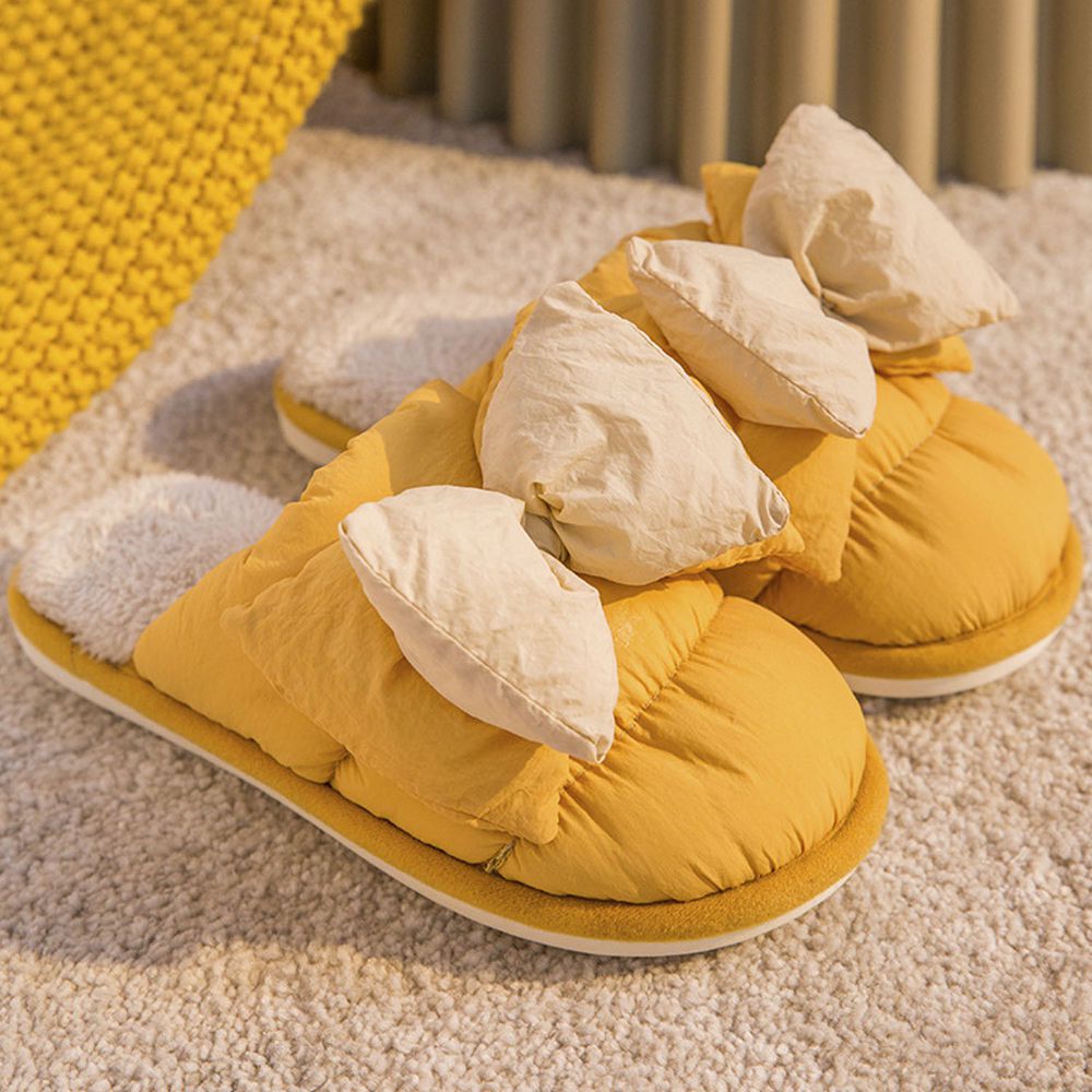 防潑水保暖室內拖鞋-黃色