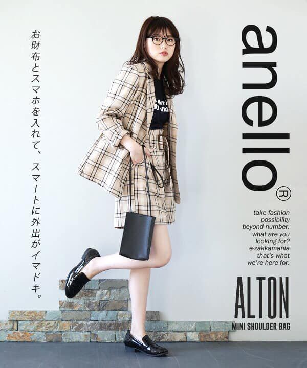 日本 Anello - 皮革斜挎手機包-NV海軍藍 (18cm×13cm×3cm)