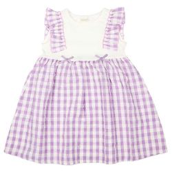 akachan honpo - 洋裝-泡泡紗拼接-紫色