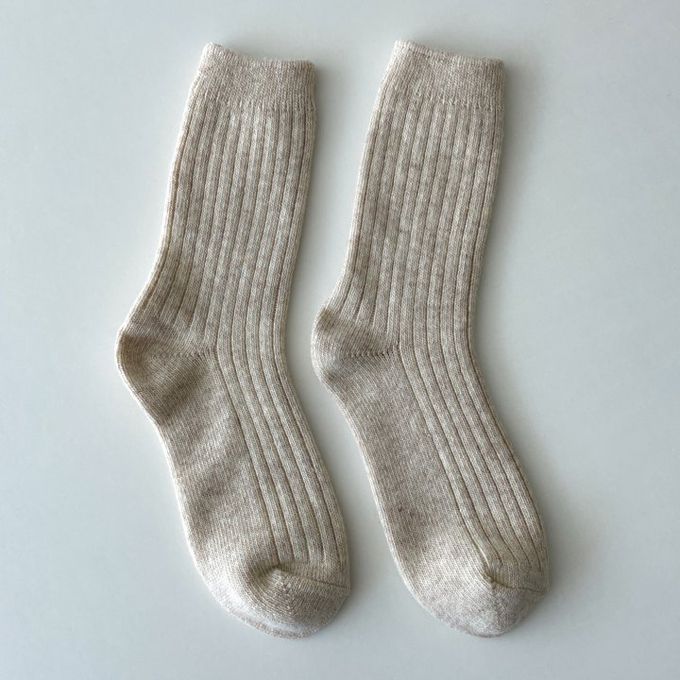 韓國Marian - 直紋素色羊毛保暖襪-粉色 (Free)