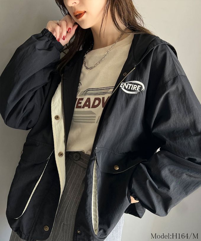 日本 Classical Elf - 胸前logo大口袋輕量連帽風衣外套-灰杏