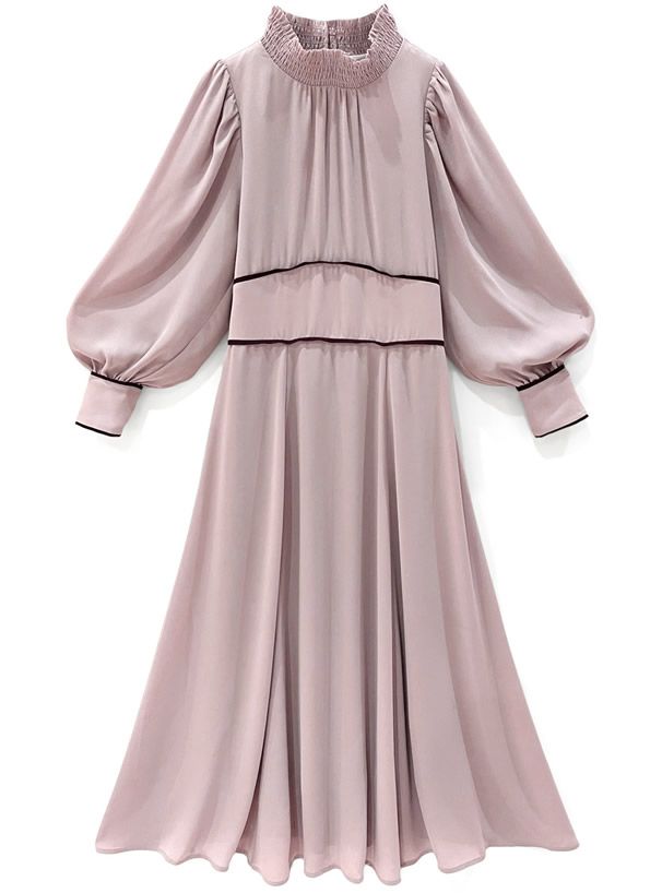 日本 GRL - 戀愛時光綁帶長袖洋裝-浪漫粉