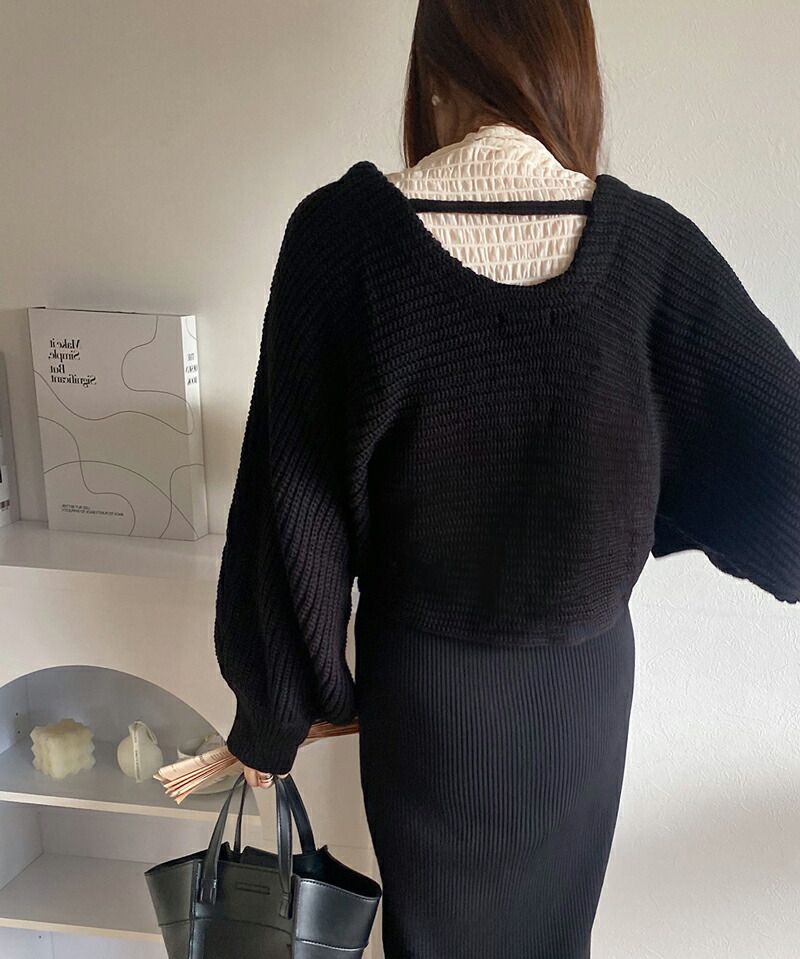 日本 Classical Elf - 可愛2WAY短版針織外套-淺米杏