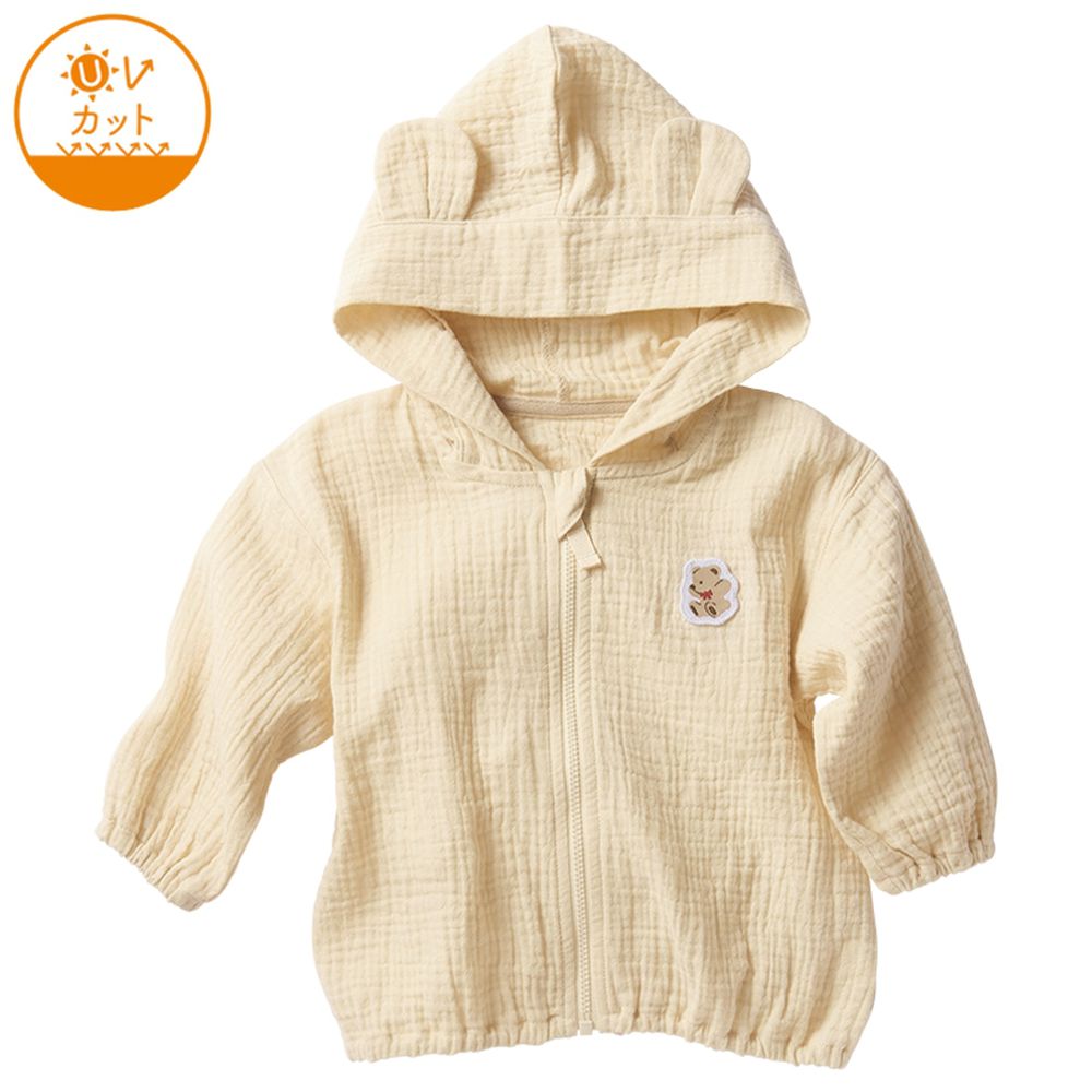 抗UV連帽外套-穆斯林棉紗-淺卡其色