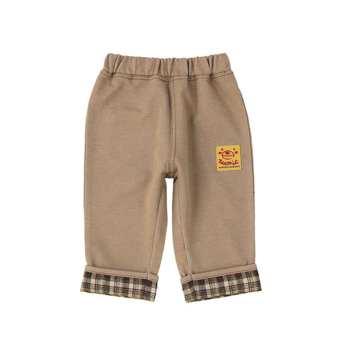 日本 ZOOLAND - 柔軟舒適格紋七分褲-蛋包飯口袋-海軍藍