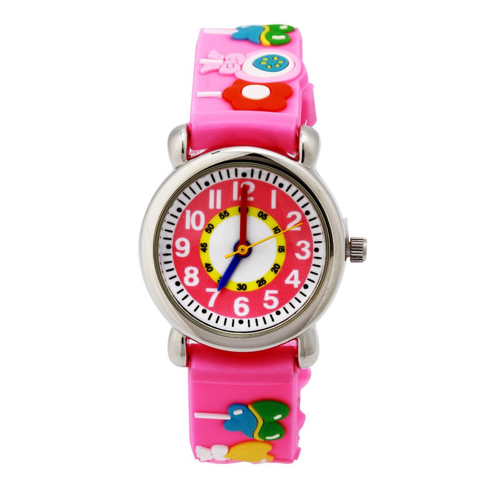 3D立體卡通兒童手錶-經典小圓錶-粉紅棒棒糖