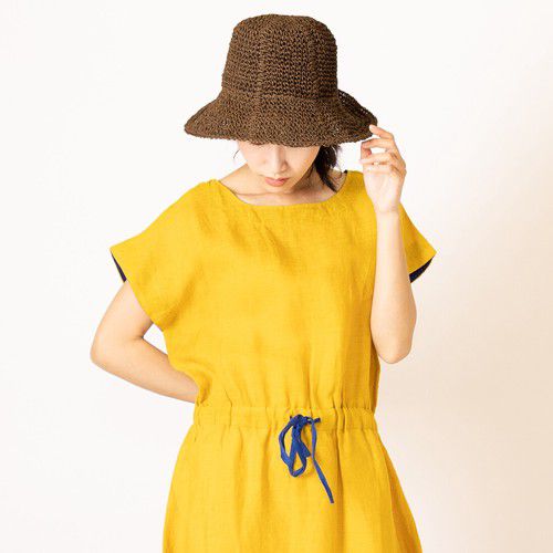 日本 Chepeli - 鐘型手工編織遮陽帽-麻花編織-卡其