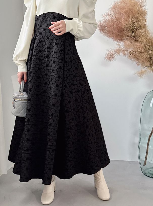 日本 GRL - 絕對優雅緹花拼接後綁帶洋裝-黑x白