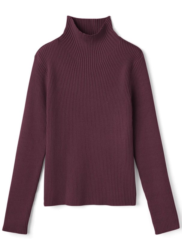 日本 GRL - 立領顯瘦彈性羅紋長袖上衣-皇家藍