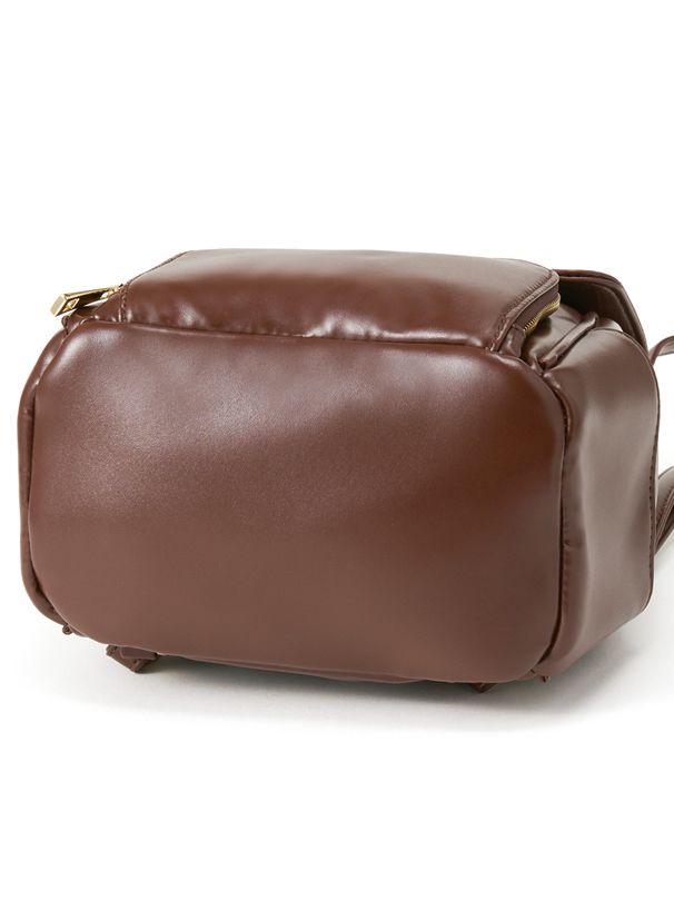 日本 GRL - 時尚皮質拉繩輕巧後背包-咖啡 (F)