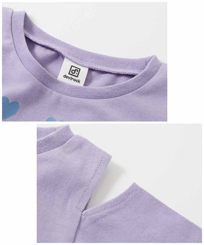 日本 devirock - 女孩運動風設計款短袖上衣-CHARMER-粉紫x白