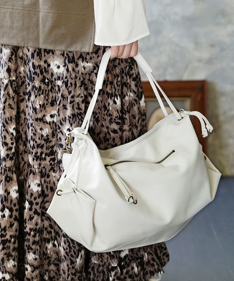 日本 zootie - 2WAY皮革輕量時尚肩背包/通勤包-石墨灰