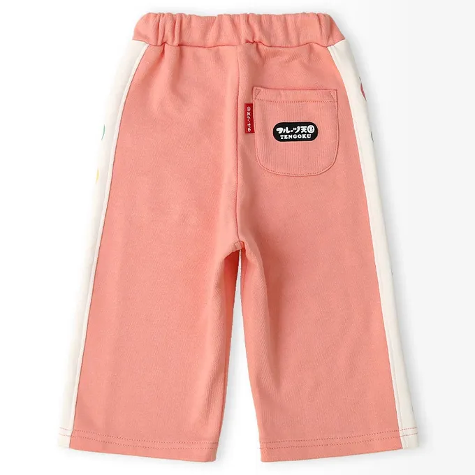 日本 ZOOLAND - 水果樂園 繽紛側邊條裏毛長褲-奶油米