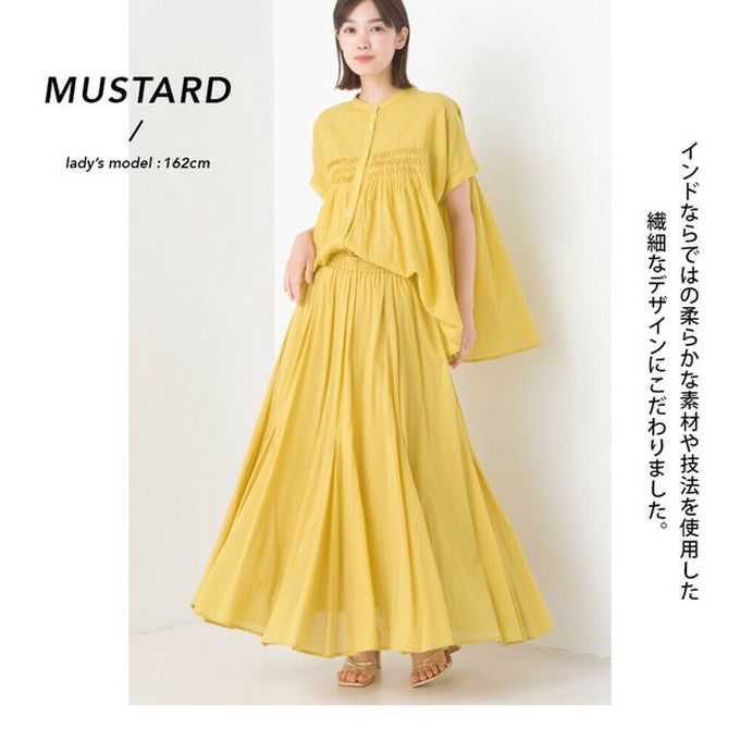 日本 OMNES - 100%印度棉 皺摺傘狀短袖襯衫-棕條紋