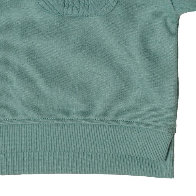 akachan honpo - 長袖鋪棉休閒上衣-拼接-綠色