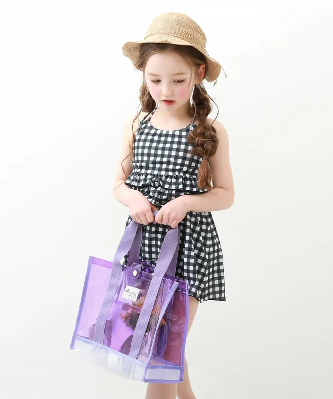 日本 devirock - 果凍色系PVC游泳/玩水包-紫x白