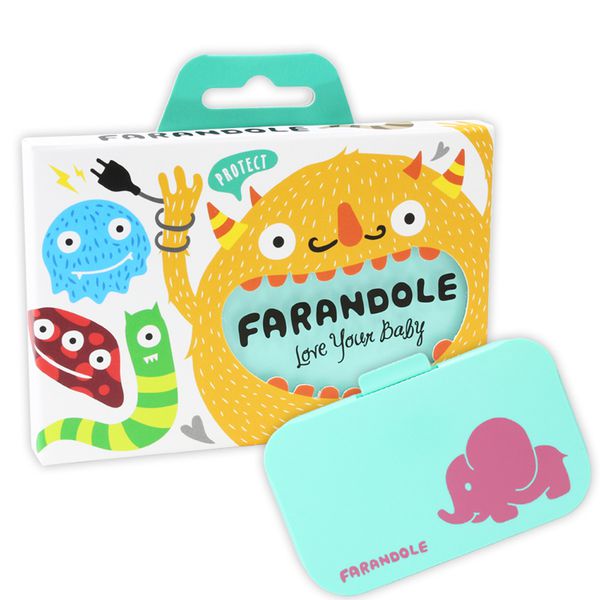 FARANDOLE 法紅荳 - 插座 & 開關安全防護蓋-可愛小象款-藍綠