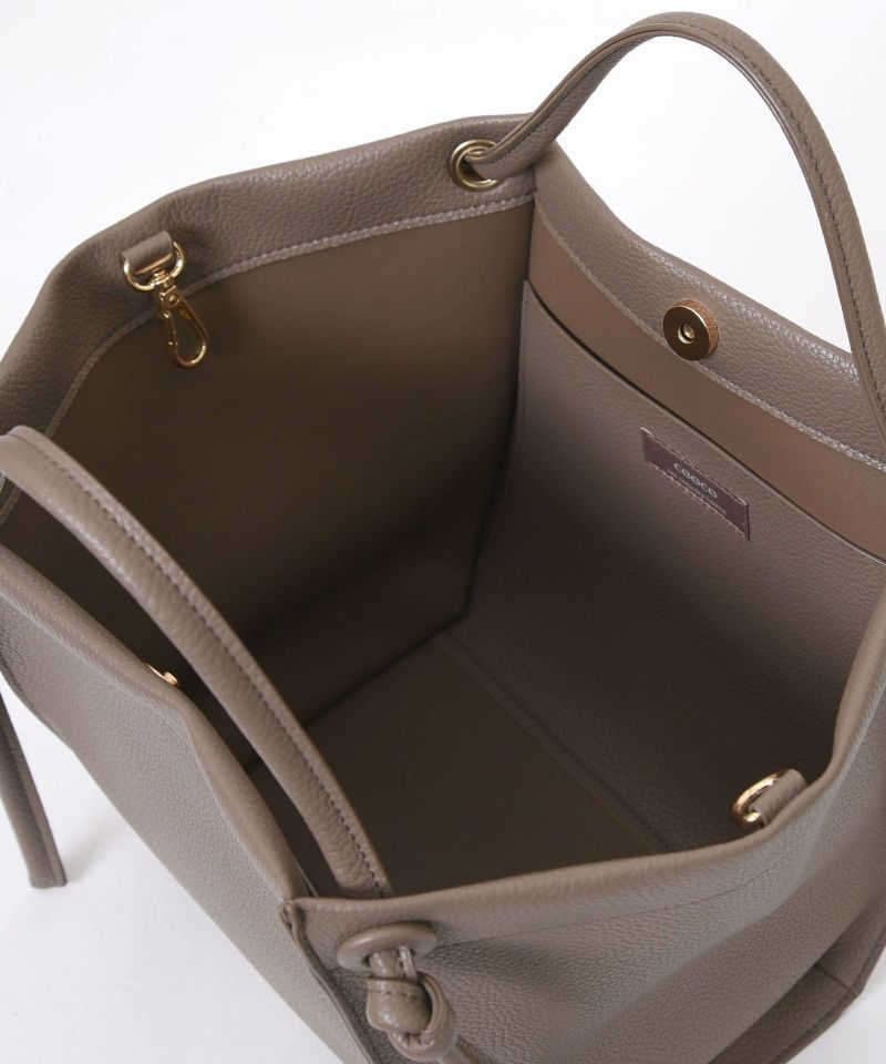 日本 COOCO - 仿皮雙綁帶蝙蝠托特包-黑 (24x25x14cm)