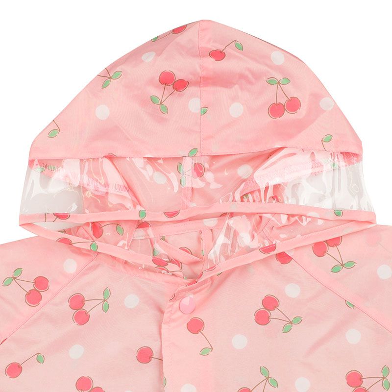akachan honpo - 短斗篷式雨衣-櫻桃-粉紅色 (80~95cm)