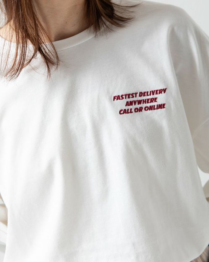 日本 gleam - 俏皮美式漢堡泡棉印花長袖T恤-煙燻藍