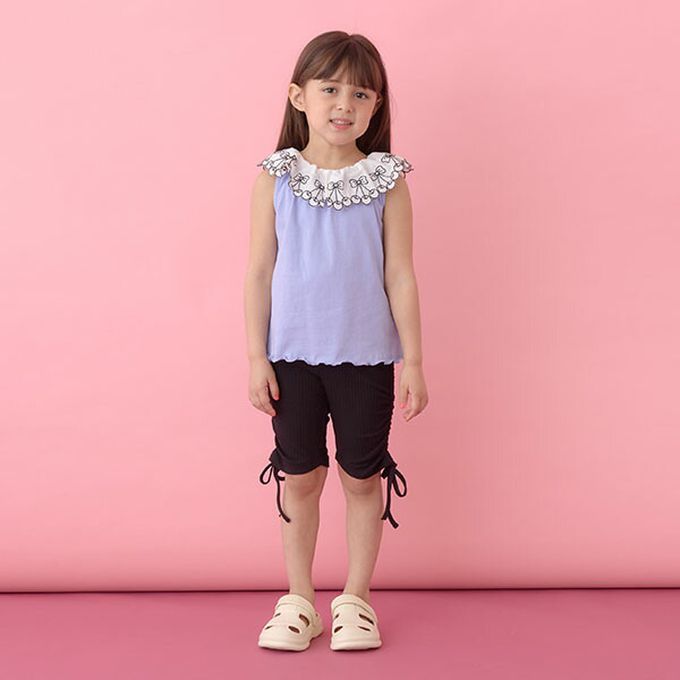 日本 Lycee mine - 精緻櫻桃蕾絲領無袖上衣-綠