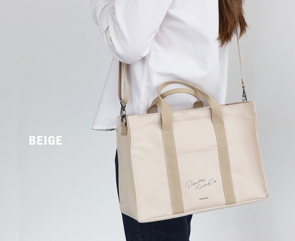 韓國 Conitale - 帆布多隔層媽媽包/推車收納袋-質感灰 (31X22X15cm)