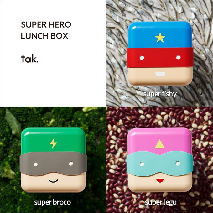 日本 TAK - 食育英雄便當盒-魚魚英雄(藍)