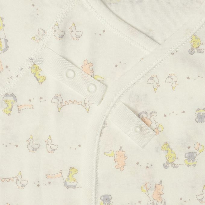 akachan honpo - 長袖新生兒內衣6件組-按扣款-米白色 (50~60cm)