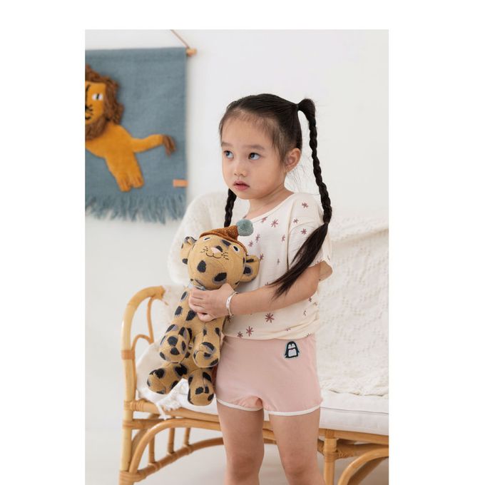 貝柔 Peilou - 天絲棉舒膚平衡童女平口褲-貼布繡-企鵝-橘