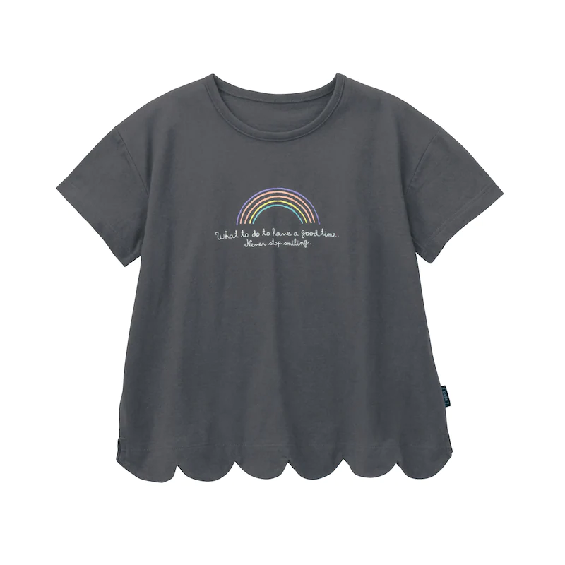 日本千趣會 - GITA 花朵衣襬印花短T-彩虹-黃