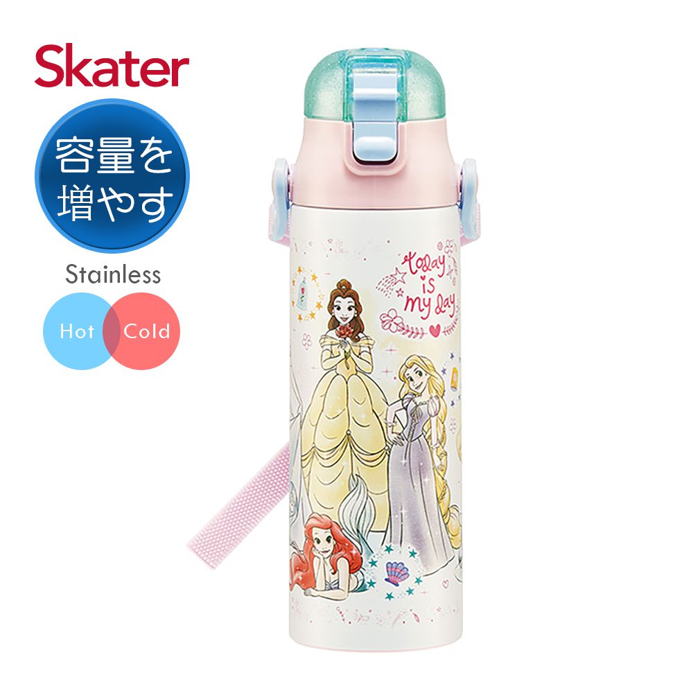 日本 SKATER - 直飲不鏽鋼580ml保溫水壺-迪士尼公主-580ml