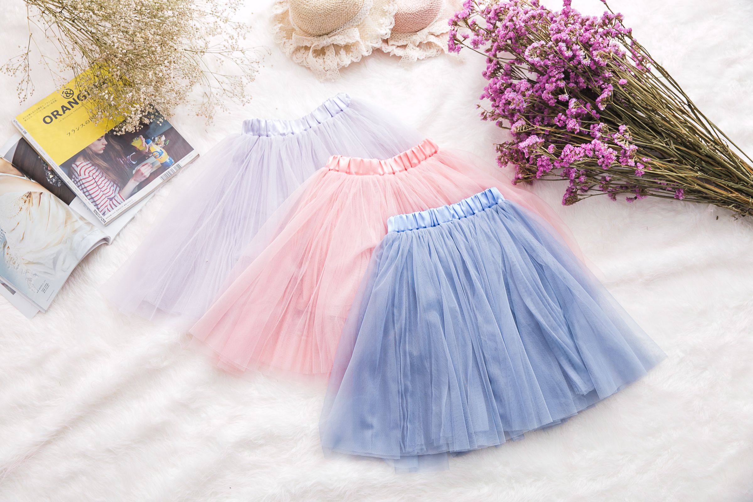 Peachy - 北鼻款*獨家訂製綿柔法式浪漫三層蓬紗裙-三層蓬版-仙杜瑞拉藍