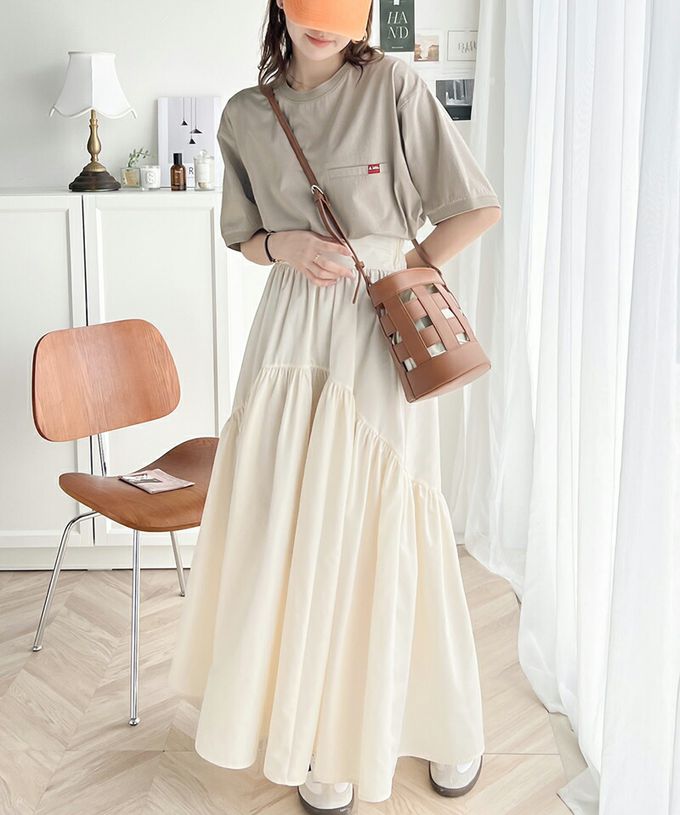 日本 Classical Elf - 純棉光澤感率性紅標抽繩T恤-卡其棕