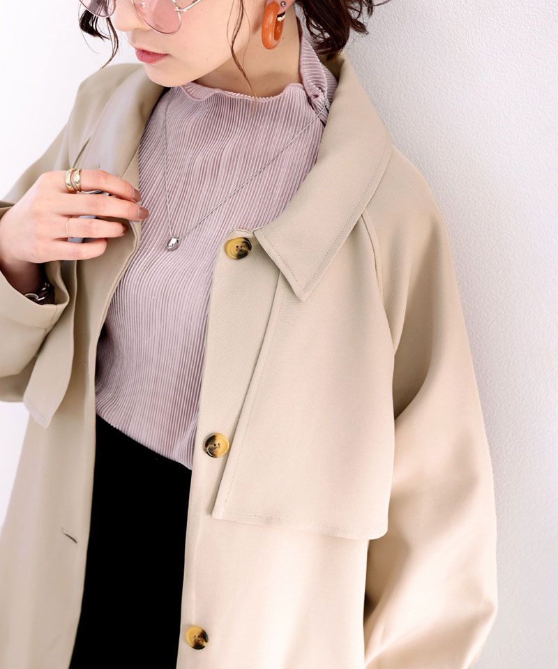 日本 Classical Elf - 復古立領收腰長版風衣-摩卡